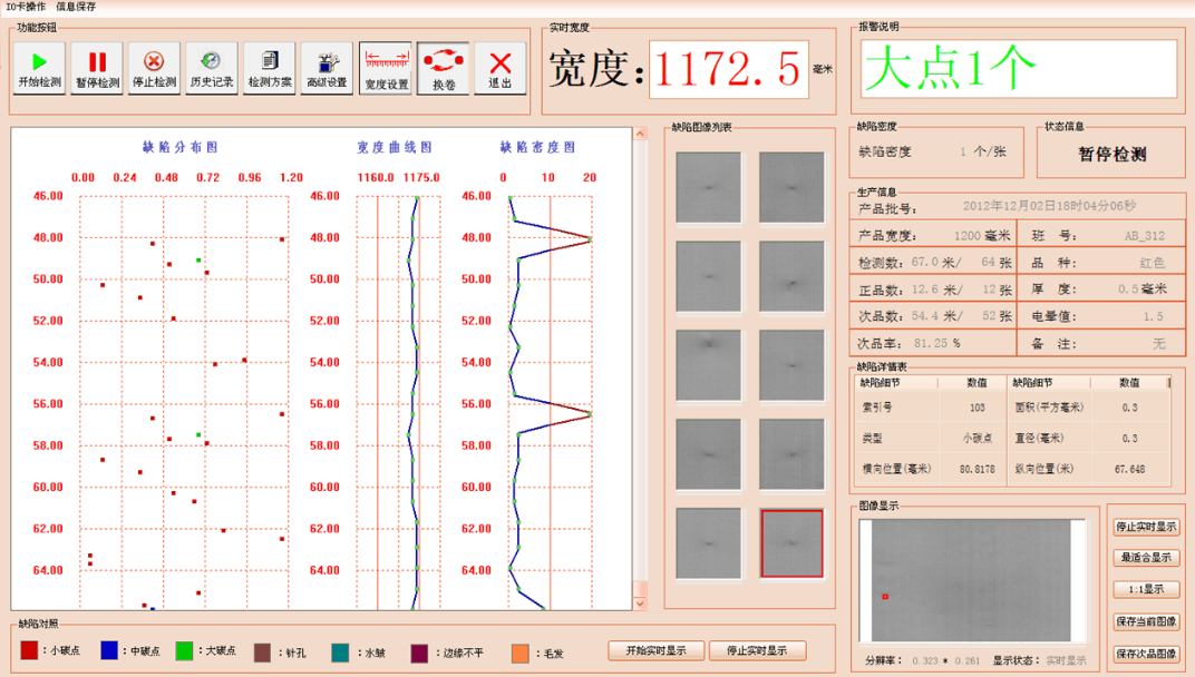 纸张表面缺陷检测识别统计